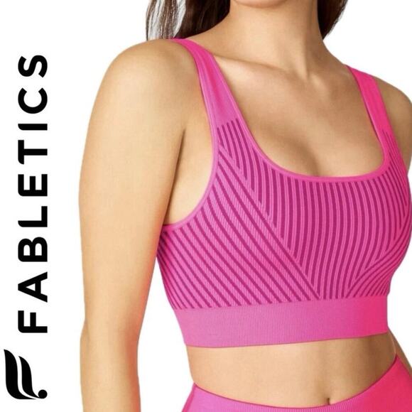 FABLETICS SPORT BRA SEAMLESS HOT PINK REVERSIBLE SZ S GYM PILATES ATHLEISURE - Picture 1 of 16